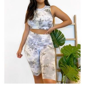 Biker shorts and sports bra set